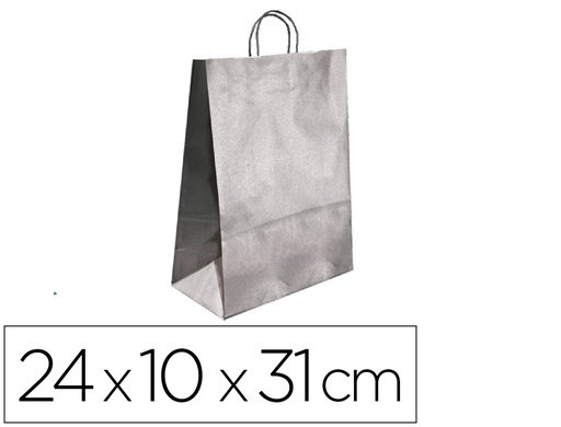 [KF18690] BOLSA KRAFT Q-CONNECT PLATA ASA RETORCIDA 240X100X310 MM