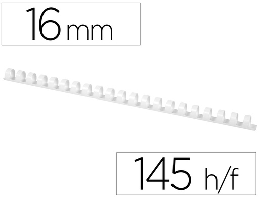 [KF24025] CANUTILLO Q-CONNECT REDONDO 16 MM PLASTICO BLANCO CAPACIDAD 145 HOJAS CAJA DE 50 UNIDADES