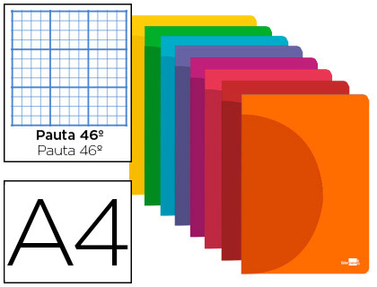 [LF20] LIBRETA LIDERPAPEL 360 TAPA DE PLASTICO A4 48 HOJAS 90G/M2 RAYADO Nº46 COLORES SURTIDOS