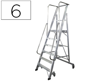 [26116806] ESCALERA MOVIL KTL DE ALUMINIO CON PLATAFORMA Y GUARDACUERPOS PLEGABLE 6 PELDAÑOS SERIE 2XL-S