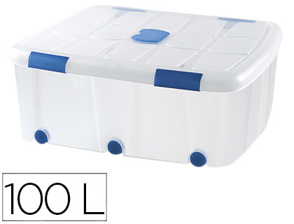 [11336] CONTENEDOR PLASTICO PLASTICFORTE 100 LITROS N 15 TRANSPARENTE CON TAPA 330X800X600 MM