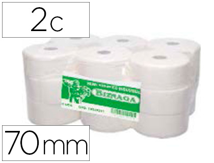 [10220209] PAPEL HIGIENICO BIZNAGA JUMBO 2 CAPAS CELULOSA BLANCA MANDRIL 76 MM PARA DISPENSADOR KF16756