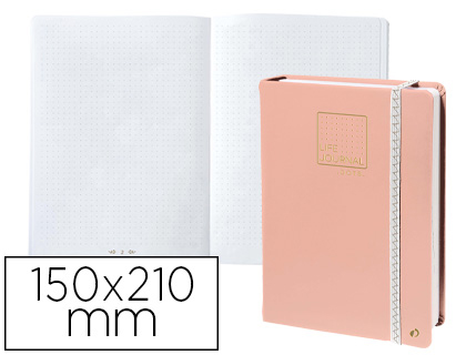 [237985Q] LIBRETA QUO VADIS LIFE JOURNAL INFINITE DOTS PUNTOS 15X21 CM 224 HOJAS TAPA SIMILPIEL ROSA