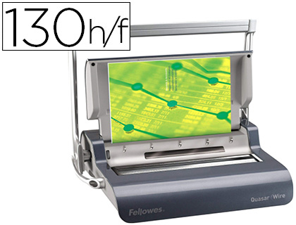 [5224101] ENCUADERNADORA PARA ESPIRAL WIRE FELLOWES QUASAR DOBLE ESPIRAL PERFORA 15 HOJAS A4 ENCUADERNA HASTA 130 HOJAS