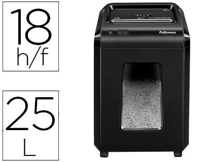 [1719301-1719303] DESTRUCTORA DE DOCUMENTOS FELLOWES 92CS CAPACIDAD 18 HOJAS SEGURIDAD P4 PAPELERA 25 L DESTRUYE GRAPAS CLIPS CD