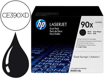 [CE390XD] TONER HP LASERJET 90X ENTERPRISE M4555MFP NEGRO PACK DE 2 UNIDADES 24000 PAGINAS