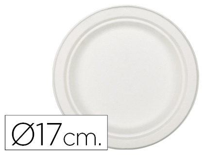 [105380] PLATO DE FIBRA NATURAL NUPIK BIODEGRADABLE BLANCO 17 CM DE DIAMETRO APTO MICROONDAS PAQUETE DE 50 UNIDADES