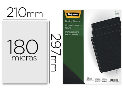 [5100301] TAPA DE ENCUADERNACION FELLOWES DIN A4 PVC OPACO NEGRO 180 MICRAS PACK DE 100 UNIDADES