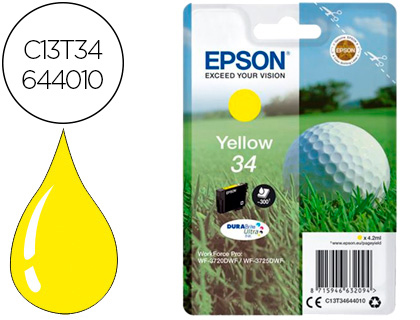 [C13T34644010] INK-JET EPSON 34 WORKFORCE PRO WF-3720 / WF-3720DWF / WF-3725DWF AMARILLO 300 PAGINAS