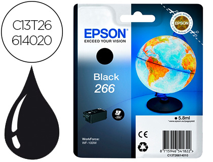 [C13T26614020] INK-JET EPSON 266 WF-100W NEGRO 250 PAGINAS