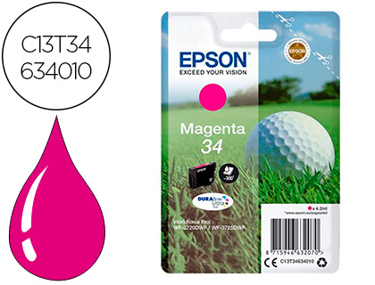 [C13T34634010] INK-JET EPSON 34 WORKFORCE PRO WF-3720 / WF-3720DWF / WF-3725DWF MAGENTA 300 PAGINAS
