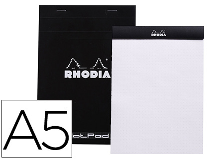 [16559C] BLOC NOTA RHODIA BLACK DOT PAD DIN A5 80 HOJAS 80 G/M2 LISO CON PUNTOS NEGROS 5 MM PERFORADO