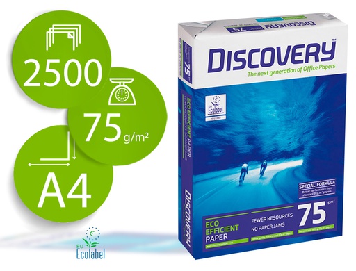 [DIS-75-A4 FAST PACK] PAPEL FOTOCOPIADORA DISCOVERY FAST PACK DIN A4 75 GRAMOS PAPEL MULTIUSO INK-JET Y LASER CAJA DE 2500 HOJAS