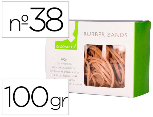 [KF10669] GOMILLAS ELASTICAS Q-CONNECT 100 GR 150X3 MM NUMERO 38