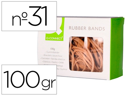 [KF10589] GOMILLAS ELASTICAS Q-CONNECT 100 GR 60X3 MM NUMERO 31