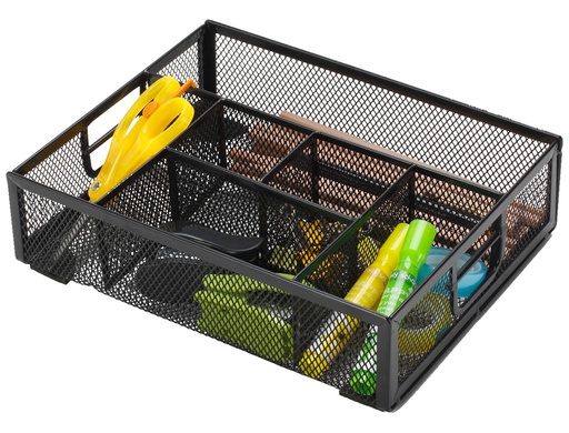 [KF17291] ORGANIZADOR SOBREMESA Q-CONNECT KF17291 BANDEJA METALICA REJILLA NEGRA CON 6 DEPARTAMENTOS 235X183X65 MM