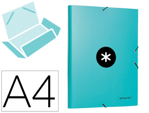 [AW66] CARPETA ANTARTIK GOMAS A4 3 SOLAPAS CARTON FORRADO COLOR MENTA