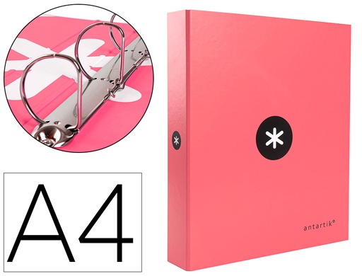 [AW62] CARPETA 4 ANILLAS 40 MM MIXTAS ANTARTIK A4 FORRADA COLOR CORAL