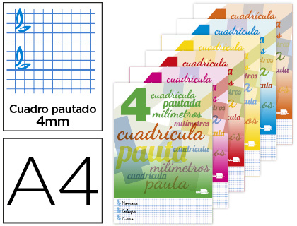 [LB68] LIBRETA LIDERPAPEL PAUTAGUIA TAPA CARTONCILLO 32 HOJAS DIN A4 70 GR CUADRICULADO PAUTADO 4 MM