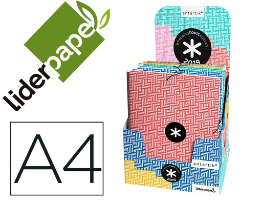 [TT22] CARPETA LIDERPAPEL ANTARTIK GOMAS A4 3 SOLAPAS CARTON FORRADO TRENDING COLORES SURTIDOS