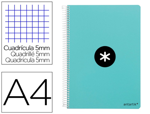 [KB01] CUADERNO ESPIRAL LIDERPAPEL A4 ANTARTIK TAPA DURA 80H 100 GR CUADRO 5MM COLOR MENTA