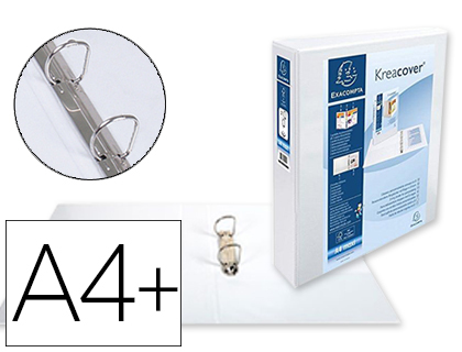 [51823E] CARPETA EXACOMPTA CANGURO 2 ANILLAS 40 MM DIN A4+ CARTON FORRADO POLIPROPILENO PERSONALIZABLE 3 BOLSILLOS