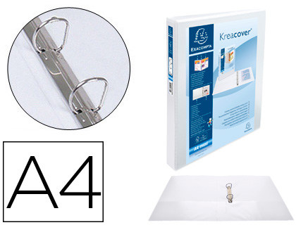 [51822E] CARPETA EXACOMPTA CANGURO 2 ANILLAS 30 MM DIN A4+ CARTON FORRADO POLIPROPILENO PERSONALIZABLE 3 BOLSILLOS