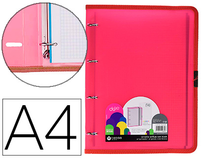 [12377453] CARPETA CARCHIVO DUNE 4 ANILLAS 20 MM POLIPROPILENO RIGIDO DIN A4 CON RECAMBIO 100 H CON GOMILLA Y RIBETE