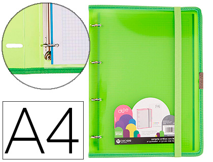 [12377451] CARPETA CARCHIVO DUNE 4 ANILLAS 20 MM POLIPROPILENO RIGIDO DIN A4 CON RECAMBIO 100 H CON GOMILLA Y RIBETE