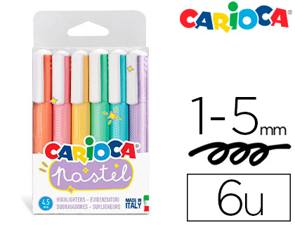 [43033] ROTULADOR CARIOCA FLUORESCENTE PASTEL BLISTER DE 6 COLORES SURTIDOS