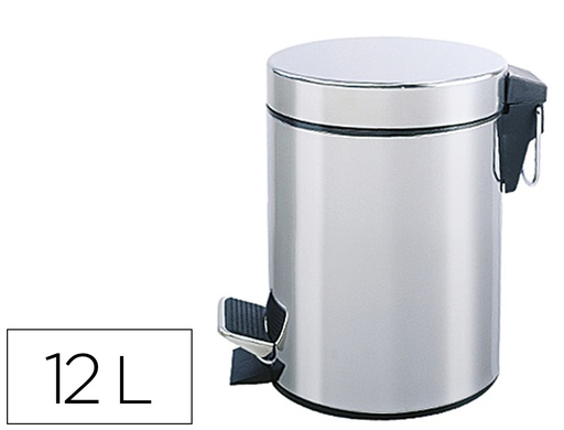 [KF11292] PAPELERA METALICA Q-CONNECT CON PEDAL CROMADA 25X38CM CAPACIDAD 12 LITROS