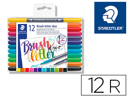 [3004 TB12] ROTULADOR STAEDTLER 3004 DOBLE PUNTA PARA LETTERING ESTUCHE DE 12 UNIDADES COLORES SURTIDOS