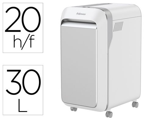 [5050501] DESTRUCTORA DE DOCUMENTOS FELLOWES LX221 CAPACIDAD DE CORTE 20H SEGURIDAD P5 CLIPS GRAPAS Y TARJETAS 30L BLANCA