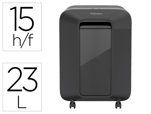 [5050001] DESTRUCTORA DE DOCUMENTOS FELLOWES LX201 CAPACIDAD DE 12H SEGURIDAD P5 GRAPAS CLIPS Y TARJETAS 23 LITROS NEGRA