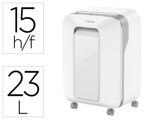 [5050101] DESTRUCTORA DE DOCUMENTOS FELLOWES LX201 CAPACIDAD DE 12 H SEGURIDAD P5 CLIPS GRAPAS Y TARJETAS 23L BLANCA