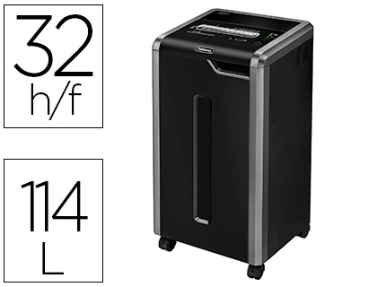 [4698001] DESTRUCTORA DE DOCUMENTOS FELLOWES 425CI CAPACIDAD DE CORTE 32H SEGURIDAD P4 CLIPS GRAPAS TARJETAS Y CD 114L