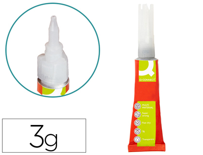 [KF11242] PEGAMENTO Q-CONNECT ADHESIVO INSTANTANEO FUERTE 3 GR UNIDAD