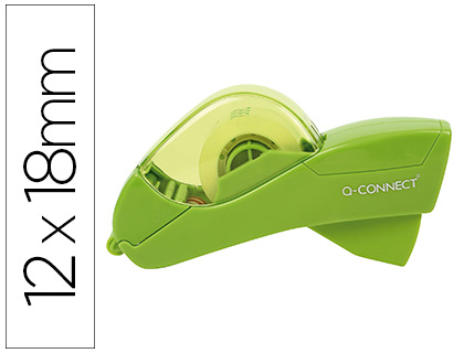 [KF14520] PORTARROLLO Q-CONNECT AUTOMATICO PLASTICO PARA CINTAS DE 12 Y 19 MM COLOR VERDE INCLUYE 2 CINTAS