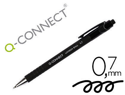 [KF00672] BOLIGRAFO Q-CONNECT RETRACTIL CON GRIP 0,7 MM COLOR NEGRO