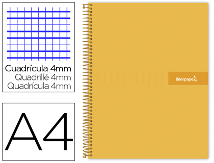 [BF59] CUADERNO ESPIRAL LIDERPAPEL A4 CRAFTY TAPA FORRADA 80H 90 GR CUADRO 4MM CON MARGEN COLOR NARANJA