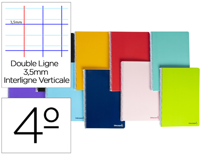 [BC50] CUADERNO ESPIRAL LIDERPAPEL CUARTO SMART TAPA BLANDA 80H 60GR RAYADO MONTESSORI 3,5MM COLORES SURTIDOS