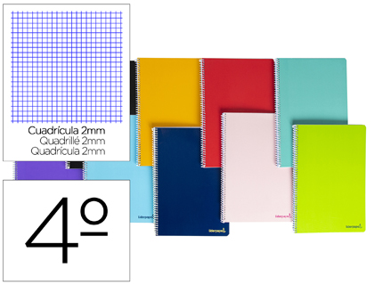 [BC04] CUADERNO ESPIRAL LIDERPAPEL CUARTO SMART TAPA BLANDA 80H 60GR MILIMETRADO 2MM COLORES SURTIDOS