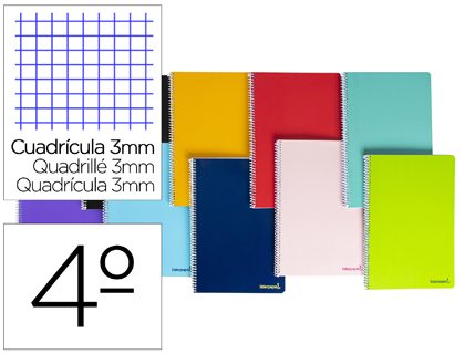 [BC08] CUADERNO ESPIRAL LIDERPAPEL CUARTO SMART TAPA BLANDA 80H 60GR 3MM CON MARGEN COLORES SURTIDOS