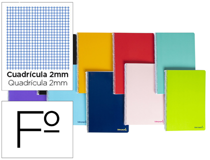 [BF04] CUADERNO ESPIRAL LIDERPAPEL FOLIO SMART TAPA BLANDA 80H 60GR MILIMETRADO 2MM COLORES SURTIDOS