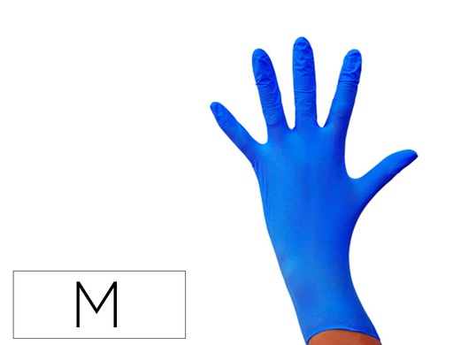 [61703] GUANTES DE NITRILO DESECHABLE SENSITIVE SIN POLVO TALLA M MEDIANA COLOR AZUL CAJA DE 100 UNIDADES