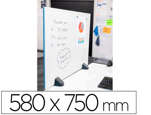 [EP/MP/58/75] MAMPARA SEPARADORA PLANNING SISPLAMO CON PIZARRA ACERO VITRIFICADO UNA CARA CON PINZAS PARA MESA 580X750 MM
