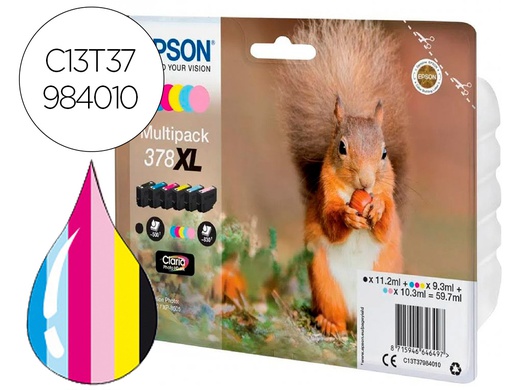 [C13T37984010] INK-JET EPSON 378 XL EXPRESSION HOME XP-8605 / 15000 / 8500 NEGRO AMARILLO CIAN MAGENTA CIAN CLARO