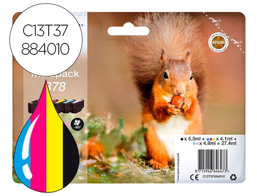 [C13T37884010] INK-JET EPSON 378 EXPRESSION HOME XP-8605 / 15000 / 8500 NEGRO AMARILLO CIAN MAGENTA CIAN CLARO MAGENTA CLARO 360