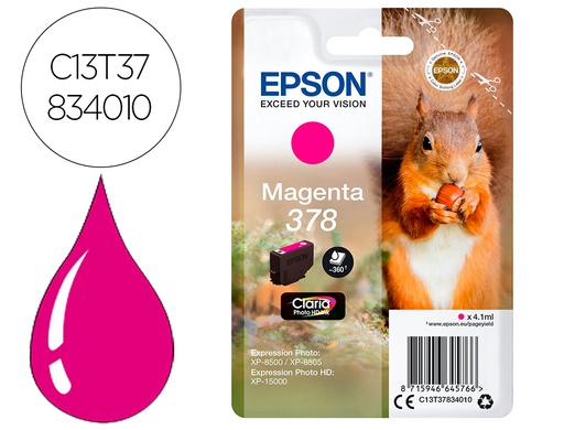 [C13T37834010] INK-JET EPSON 378 EXPRESSION HOME XP-8605 / 8606 / XP-15000 / XP-8500 / 8505 MAGENTA 360 PAG