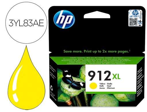 [3YL83AE] INK-JET HP 912 XL OFFICEJET 8010 / 8020 / 8035 AMARILLO 825 PAG